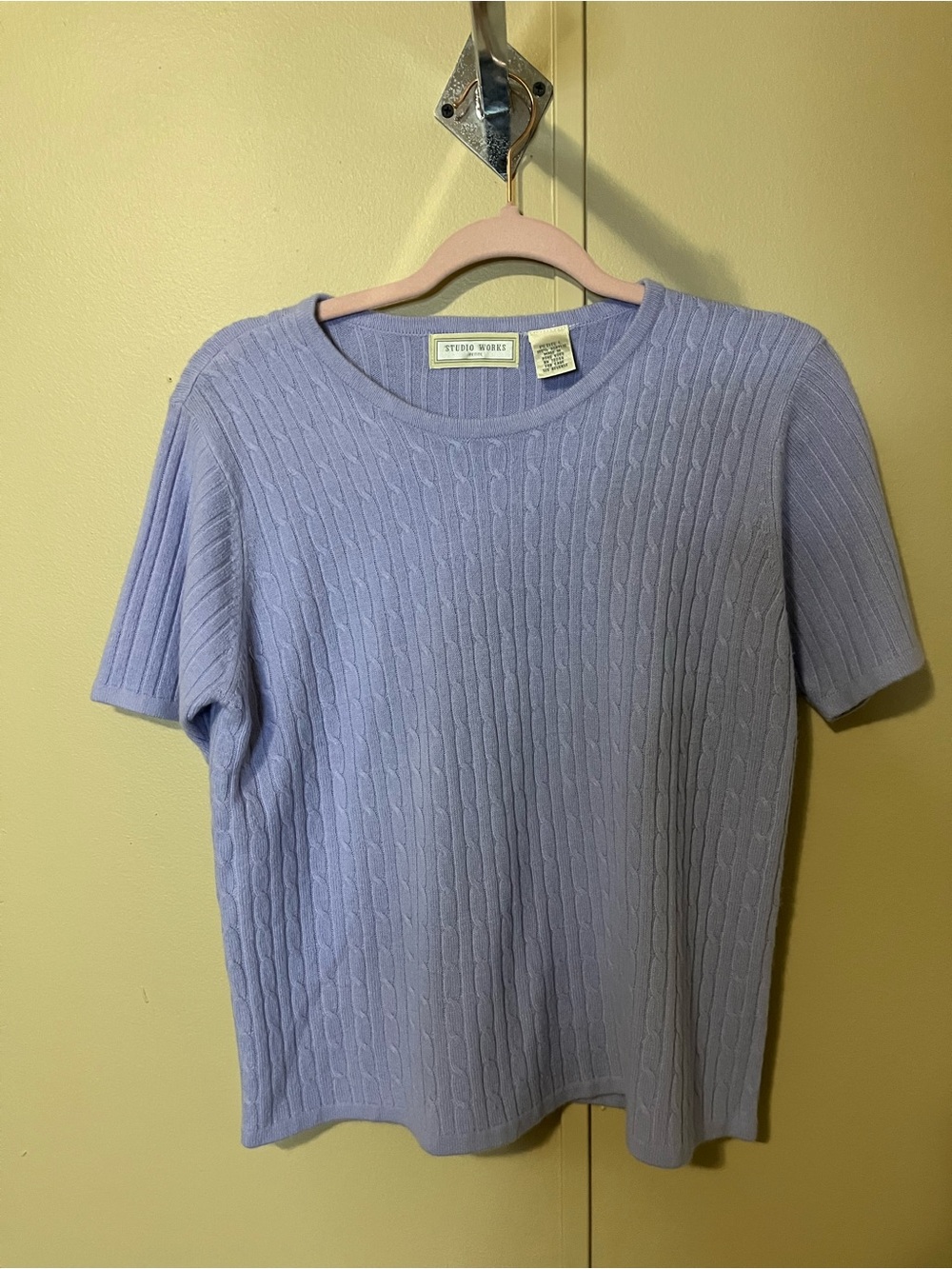 Studio Works Lavender Cable Knit Short Sleeve Top